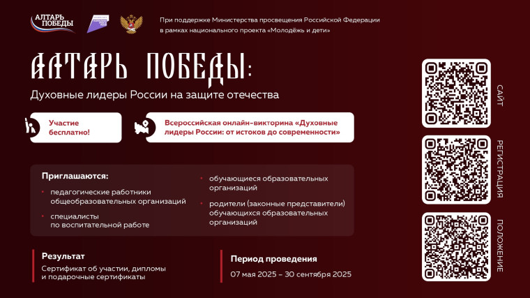 Всероссийская онлайн-викторина «Духовные лидеры России: от истоков до современности».